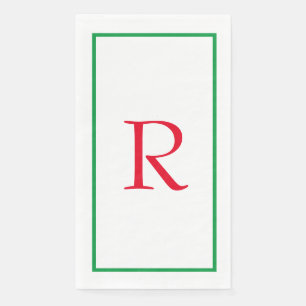 Serviette En Papier Monogramme Initiales Nom personnalisé Cool blanc v