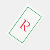 Serviette En Papier Monogramme Initiales Nom personnalisé Cool blanc v (Coin)