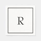 Serviette En Papier Monogramme Initiales Nom personnalisé Cool noir bl (Devant)