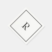 Serviette En Papier Monogramme Initiales Nom personnalisé Cool noir bl (Coin)