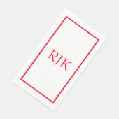 Serviette En Papier Monogramme Initiales Nom personnalisé Rouge Tendan (Coin)