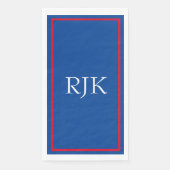 Serviette En Papier Monogramme Initiales personnalisé Rouge Bleu Blanc (Devant)