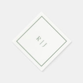 Serviette En Papier Monogramme Initiales Sage Green Simple Cool Mariag (Coin)