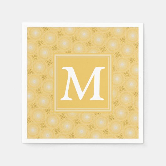 Serviette En Papier Monogramme jaune cercles motif (Devant)