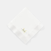 Serviette En Papier Monogramme jaune pâle Swash Script blanc Cocktail (Coin)