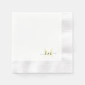 Serviette En Papier Monogramme jaune pâle Swash Script blanc Cocktail (Devant)