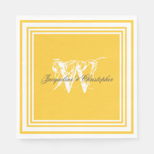 Serviette En Papier Monogramme jaune soleil Élégant papier de gâteau d