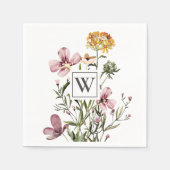 Serviette En Papier Monogramme Joli Bouquet Floral Fleur sauvage (Devant)