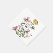 Serviette En Papier Monogramme Joli Bouquet Floral Fleur sauvage (Coin)