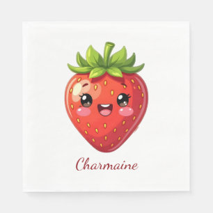 Serviette En Papier Monogramme jolie fraise kawaii