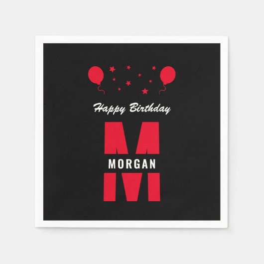 Serviette En Papier Monogramme Joyeux Anniversaire N'Importe Quel Âge (Devant)
