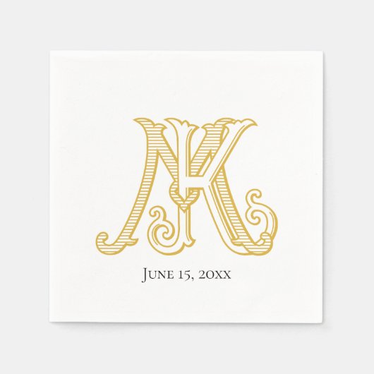 Serviette En Papier Monogramme KM de serviettes ou monogramme MK (Devant)