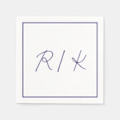 Serviette En Papier Monogramme Lettres élégantes initiales Mariage ble (Devant)