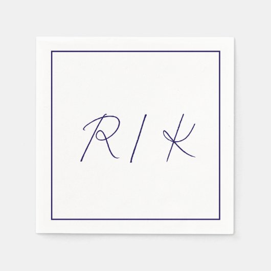 Serviette En Papier Monogramme Lettres élégantes initiales Mariage ble (Devant)