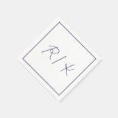Serviette En Papier Monogramme Lettres élégantes initiales Mariage ble (Coin)