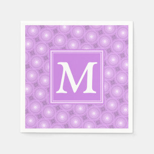Serviette En Papier Monogramme lilas cercles pourpres motif