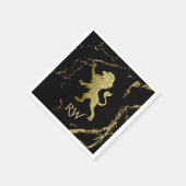 Serviette En Papier Monogramme Lion Royal Doré (Coin)