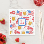 Serviette En Papier Monogramme Lobster Beer Drapeau Plaques en papier  (En situation)