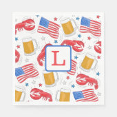 Serviette En Papier Monogramme Lobster Beer Drapeau Plaques en papier  (Devant)
