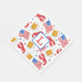 Serviette En Papier Monogramme Lobster Beer Drapeau Plaques en papier  (Coin)
