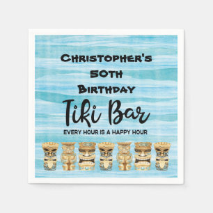 Serviette En Papier Monogramme Luau Tiki Bar Fête d'anniversaire