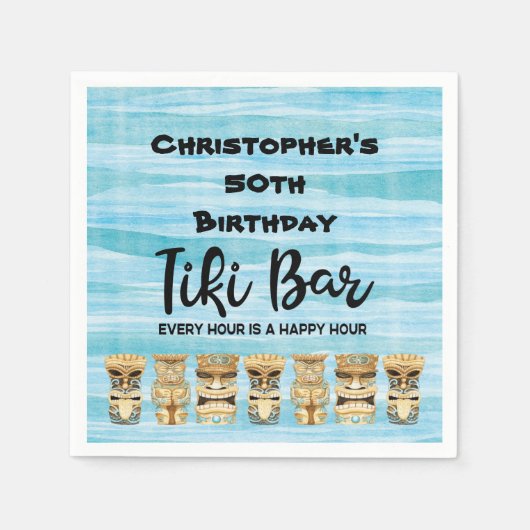 Serviette En Papier Monogramme Luau Tiki Bar Fête d'anniversaire (Devant)