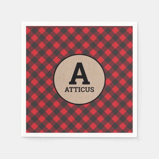 Serviette En Papier Monogramme Luminjack Buffalo Plat (Devant)