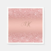 Monogramme Luxe Pailleté Or Rose Élégant