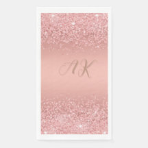 Monogramme Luxe Pailleté Or Rose Élégant