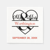 Serviette En Papier Monogramme M. et Mme Red Black Mariage (Devant)