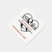 Serviette En Papier Monogramme M. et Mme Red Black Mariage (Coin)
