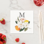 Serviette En Papier Monogramme Magnolia Citrus Mariage Cocktail Napkin (En situation)