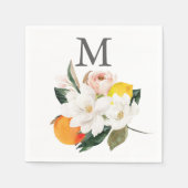 Serviette En Papier Monogramme Magnolia Citrus Mariage Cocktail Napkin (Devant)