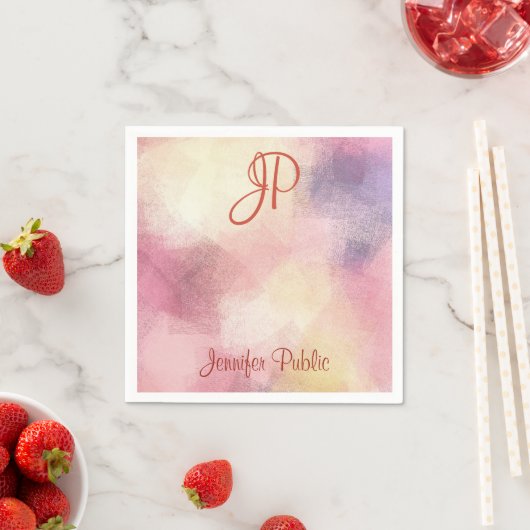 Serviette En Papier Monogramme manuscrit Art Abstrait moderne Élégant (En situation)