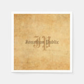 Serviette En Papier Monogramme manuscrit Vieux papier Look Modèle Cool (Devant)