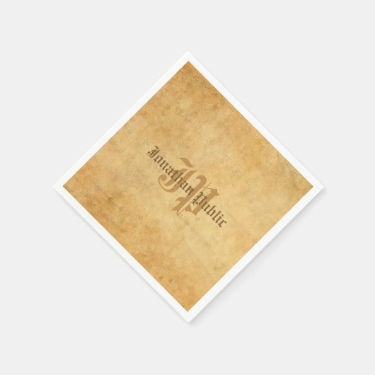 Serviette En Papier Monogramme manuscrit Vieux papier Look Modèle Cool (Coin)