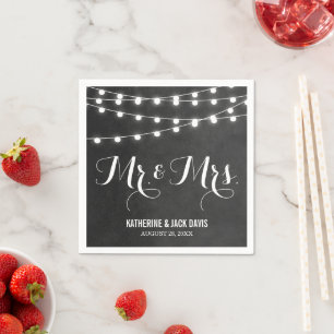 Serviette En Papier Monogramme Mariage à chaîne de charbon