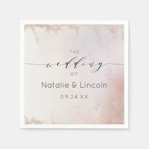 Serviette En Papier Monogramme Mariage à huile glacée rose Ombre