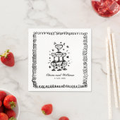 Serviette En Papier Monogramme Mariage à main lunaire (En situation)