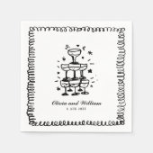 Serviette En Papier Monogramme Mariage à main lunaire (Devant)