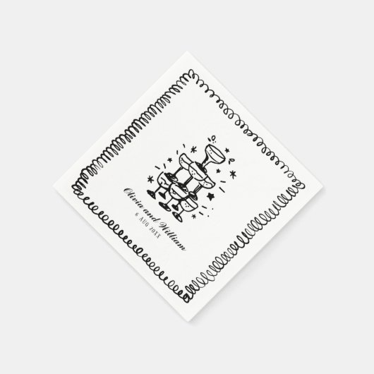 Serviette En Papier Monogramme Mariage à main lunaire (Coin)