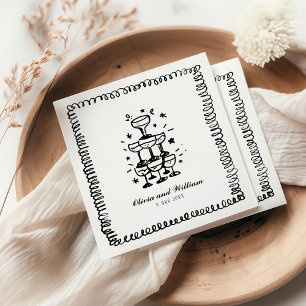 Serviette En Papier Monogramme Mariage à main lunaire