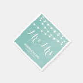 Serviette En Papier Monogramme Mariage Aqua String Lights (Coin)