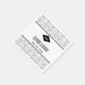 Serviette En Papier Monogramme Mariage Art déco noir et blanc (Coin)