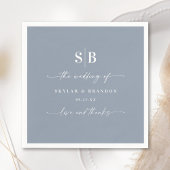 Serviette En Papier Monogramme Mariage bleu foncé couleur simple