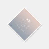 Serviette En Papier Monogramme Mariage bleu foncé rose pâle (Coin)