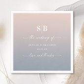 Serviette En Papier Monogramme Mariage bleu foncé rose pâle