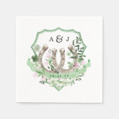 Serviette En Papier Monogramme | Mariage botanique en fer à cheval (Devant)