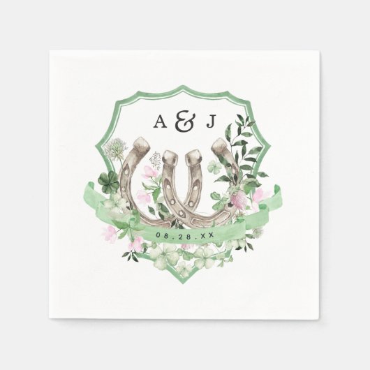 Serviette En Papier Monogramme | Mariage botanique en fer à cheval (Devant)