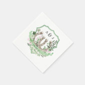 Serviette En Papier Monogramme | Mariage botanique en fer à cheval (Coin)
